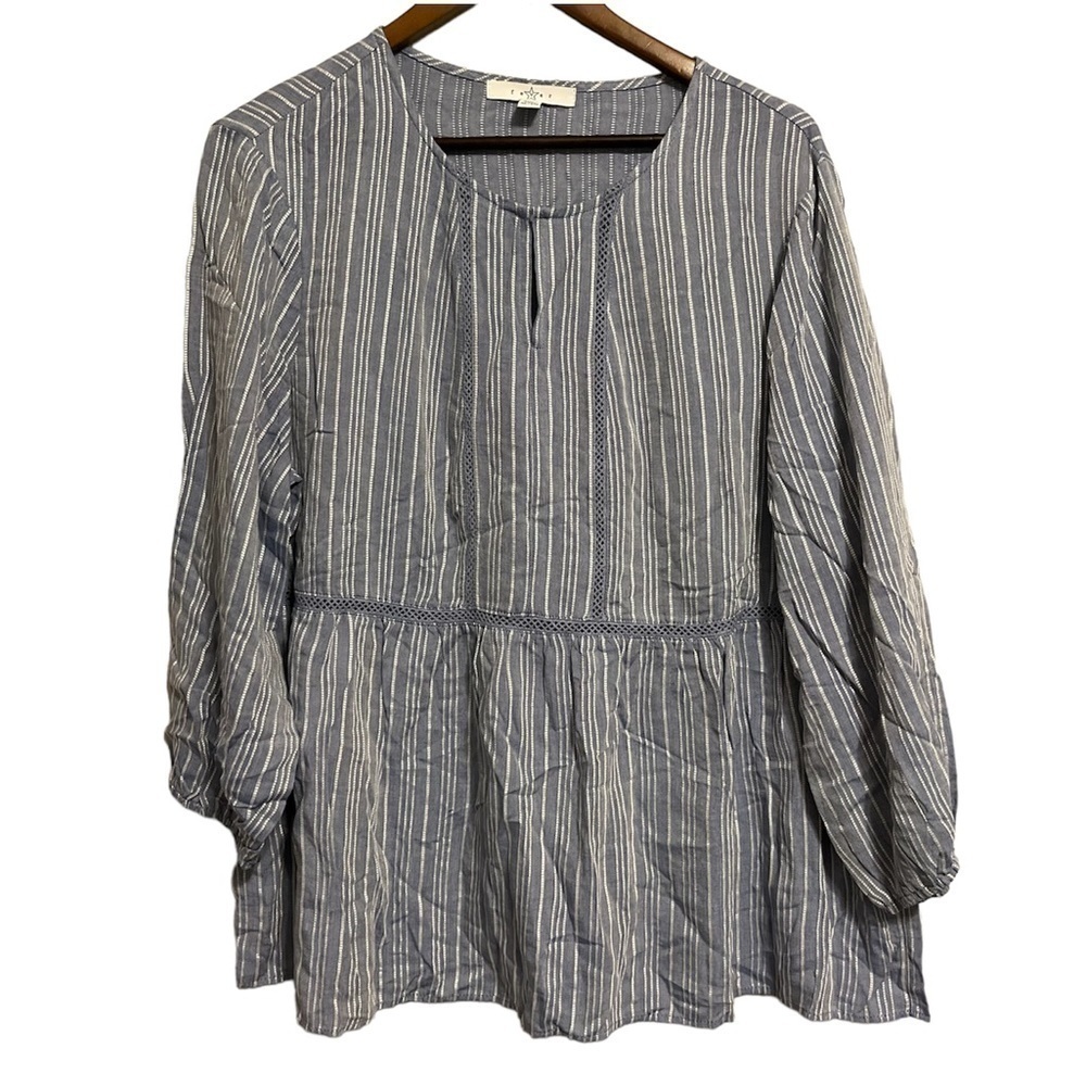 Fever Blue & White Striped Long Sleeve Top